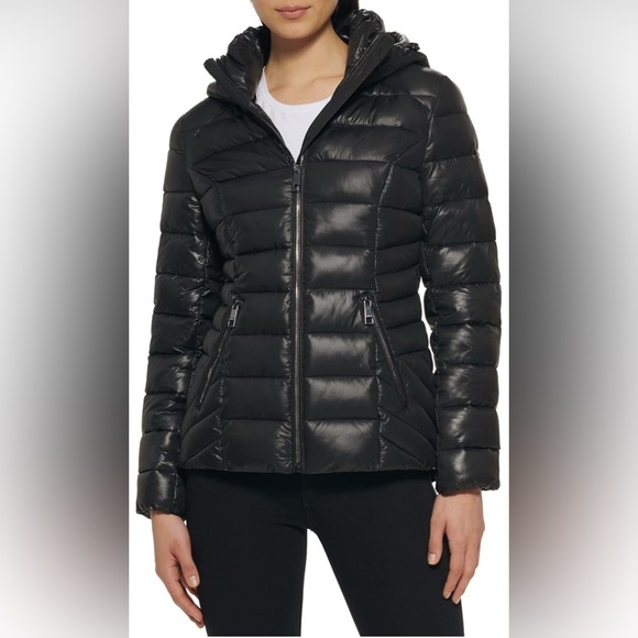 GUESS Women's Mid-Weight Hooded Balck Jacket Size 1X NWT - Picture 2 of 16